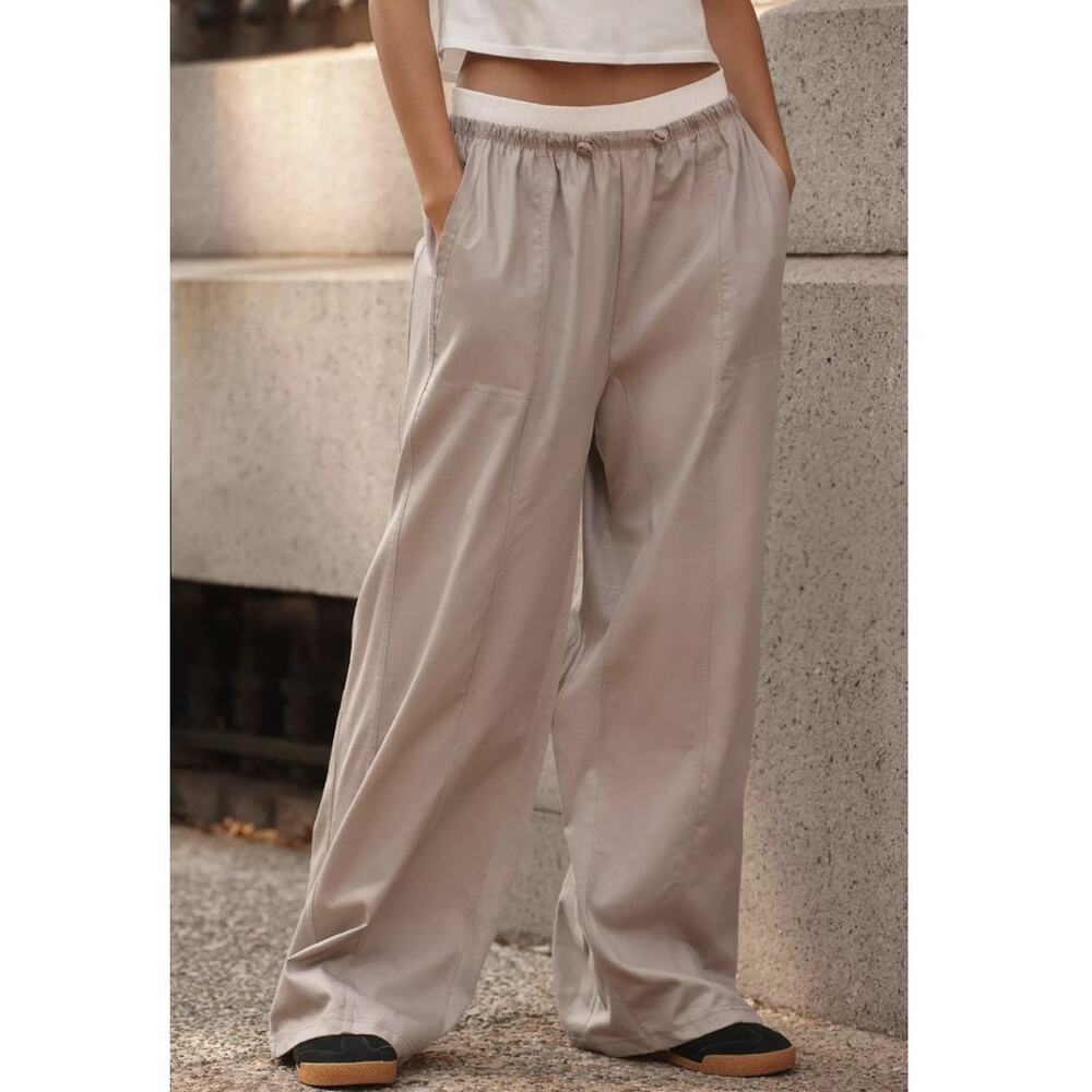 Daily Practice Anthropologie Pant XL Wide Leg Parachute Athleisure Cinch Cotton
